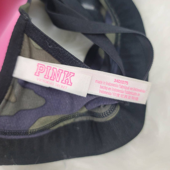 Victoria Secret Pink Black/Green Camo Wear Everywhere Push Up 34D - Picture 3 of 6